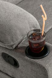 More4Homes Sydney 1 Seater Fabric Manual Recliner Chair with Cupholders in Grey - thumbnail 5