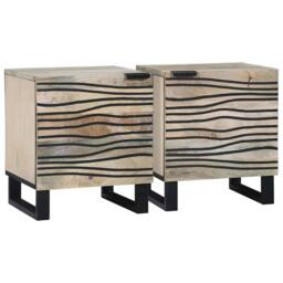 Berkfield Home Durable Bedside Tables 2 pcs Natural 40 x 33.5 x 46 cm in Light Brown - thumbnail 2