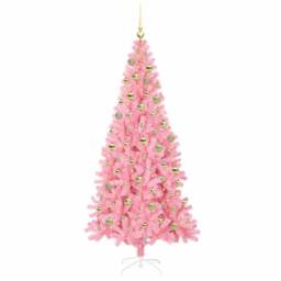 Berkfield Home Christmas Tree with 300 LEDs with Stand Pink 180 cm PVC - thumbnail 3