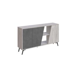 Decortie 2-Doors Sideboard 'Fiona' Metal Legs Storage Cabinet 150cm in Off-White - Size: 2 Pack - thumbnail 2