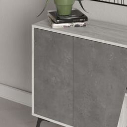 Decortie 2-Doors Sideboard 'Fiona' Metal Legs Storage Cabinet 150cm in Off-White - Size: 2 Pack - thumbnail 6