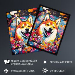 "Artery8 Wall Art Print Shiba Inu Dog Lover Gift Pet Portrait Colourful Artwork Painting Poster - Size: W18"" x H24""" - thumbnail 2
