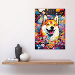 "Artery8 Wall Art Print Shiba Inu Dog Lover Gift Pet Portrait Colourful Artwork Painting Poster - Size: W18"" x H24""" - thumbnail 4