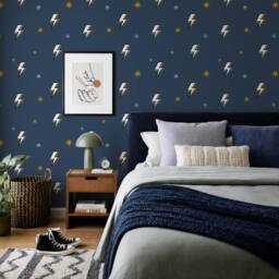 Arthouse Bolt Navy Blue Wallpaper - thumbnail 4