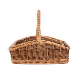 Red Hamper Wicker Set of 2 Rectangular Country Unpeeled Garden Trugs in Brown - thumbnail 3