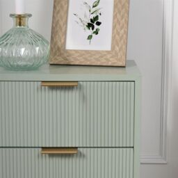 OHS Ribbed Bedside Table Modern Bedroom 3 Draw Office Nightstand in Pale Green - thumbnail 3