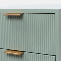 OHS Ribbed Bedside Table Modern Bedroom 3 Draw Office Nightstand in Pale Green - thumbnail 8