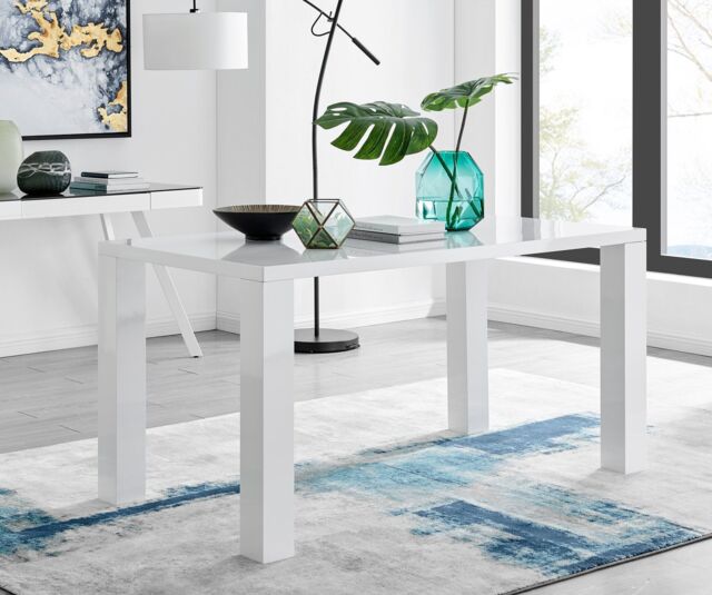 FurnitureboxUK Pivero 150cm 6-Seater Modern High Gloss Dining Table in White - image 1
