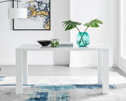 FurnitureboxUK Pivero 150cm 6-Seater Modern High Gloss Dining Table in White - thumbnail 2
