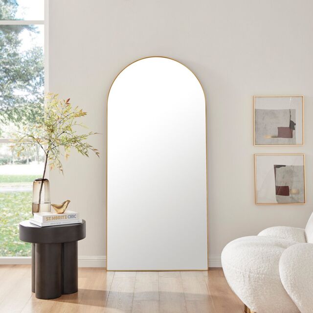 FurnitureboxUK Ottilie Large Full Length Arch Decorative Wall Mirror in Gold - image 1