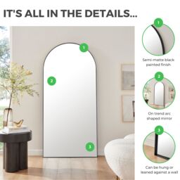 FurnitureboxUK Ottilie Large Full Length Arch Decorative Wall Mirror in Gold - thumbnail 5