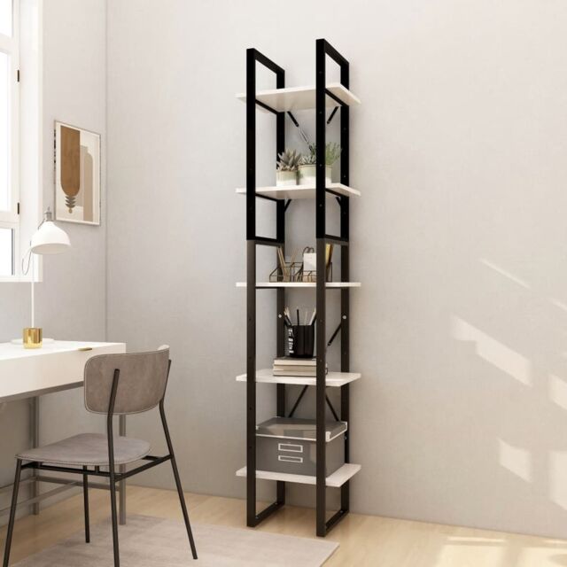 Berkfield Home 5-Tier Book Cabinet White 40x30x175 cm Pinewood - Size: 40 x 30 x 175 cm - image 1