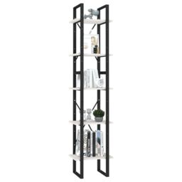 Berkfield Home 5-Tier Book Cabinet White 40x30x175 cm Pinewood - Size: 40 x 30 x 175 cm - thumbnail 3