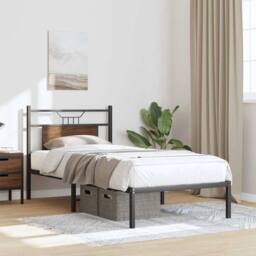 Berkfield Home Bed Frame without Mattress Brown Oak 80x200 cm Engineered Wood in Black - thumbnail 5