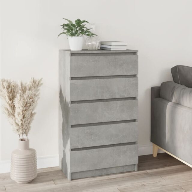 Berkfield Home Drawer Cabinet Concrete Grey 60x36x103 cm Engineered Wood - Size: 60 x 36 x 103 cm - image 1