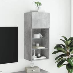 Berkfield Home TV Cabinet with LED Lights Concrete Grey 40.5x30x90 cm - thumbnail 1