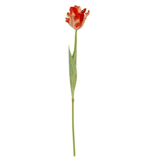 Lemon Pavilion Furniture and Decor Flame Orange Parrot Tulip Artificial Flower - Plastic - H69 cm - Green