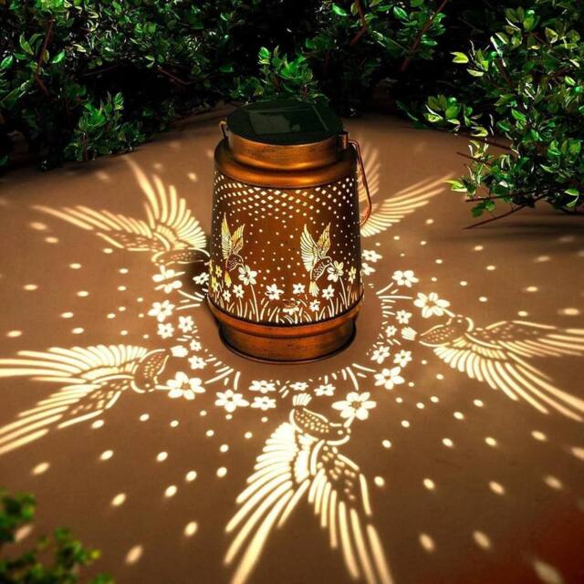 KORVIXA Hummingbird Metal Solar Lantern Hanging Light in Brown - Size: 40 cm diameter x 25 cm high - image 1