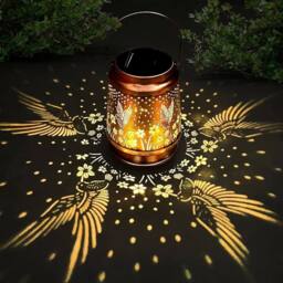 KORVIXA Hummingbird Metal Solar Lantern Hanging Light in Brown - Size: 40 cm diameter x 25 cm high - thumbnail 5