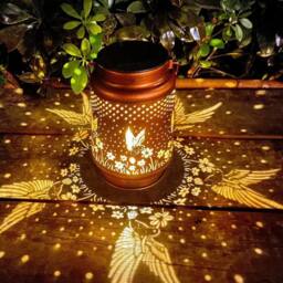 KORVIXA Hummingbird Metal Solar Lantern Hanging Light in Brown - Size: 40 cm diameter x 25 cm high - thumbnail 3