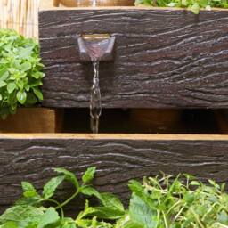 Primrose Dalton 4 Tier Cascading Solar Water Feature & Herb Patio Planter H42cm in Natural - thumbnail 5