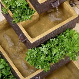 Primrose Dalton 4 Tier Cascading Solar Water Feature & Herb Patio Planter H42cm in Natural - thumbnail 6