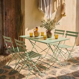 sweeek 4-seater Folding Metal Bistro Garden Table in Green - thumbnail 1