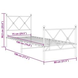 Berkfield Home Metal Bed Frame without Mattress with Footboard Black 75x190cm - Size: 75x190 cm - thumbnail 8