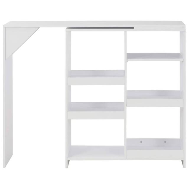 Berkfield Home Bar Table with Moveable Shelf White 138x39x110 cm - Size: 138 x 39 x 110 cm - image 1