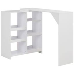 Berkfield Home Bar Table with Moveable Shelf White 138x39x110 cm - Size: 138 x 39 x 110 cm - thumbnail 2