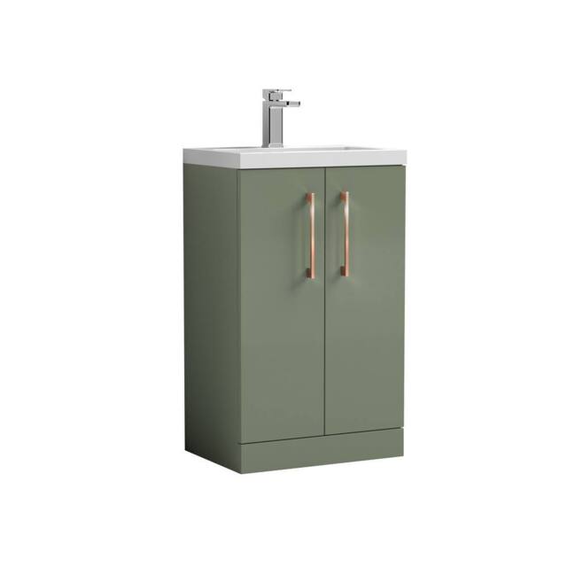 Balterley Bathroom Vanity Basin Unit, Copper Handles, 500mm, Satin Green - image 1