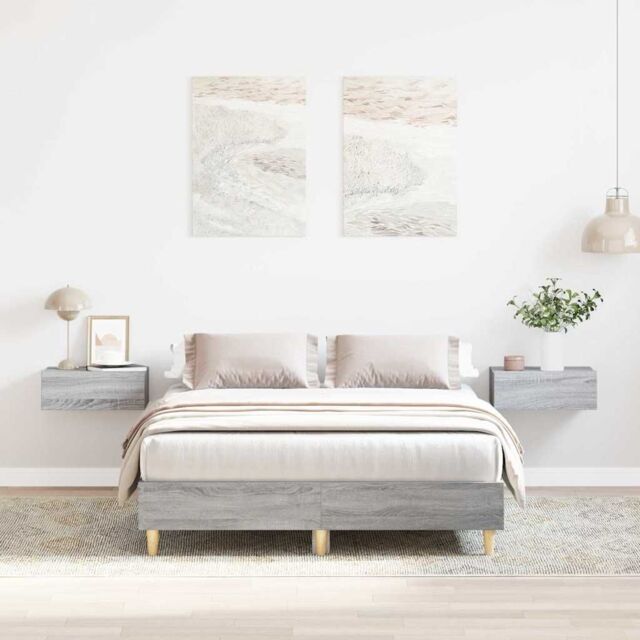 Berkfield Home Bed Frame No Mattress Grey Sonoma 140x190 cm Engineered Wood - image 1