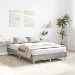 Berkfield Home Bed Frame No Mattress Grey Sonoma 140x190 cm Engineered Wood - thumbnail 3