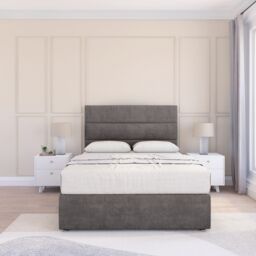 "Sloomy Texas Divan Bed Base No Drawers & 26"" Struts Headboard in Grey - Size: Small Single" - thumbnail 2