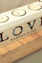 Personalised Memento Company Personalised Botanical Triple Tea Light Box in Light Brown - thumbnail 3