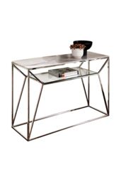 Native Home & Lifestyle Marble Glass Console Table in Silver - thumbnail 3