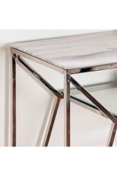 Native Home & Lifestyle Marble Glass Console Table in Silver - thumbnail 2