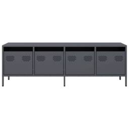 Berkfield Home TV Cabinet Anthracite 135x39x43.5 cm Cold-rolled Steel in Charcoal - thumbnail 4