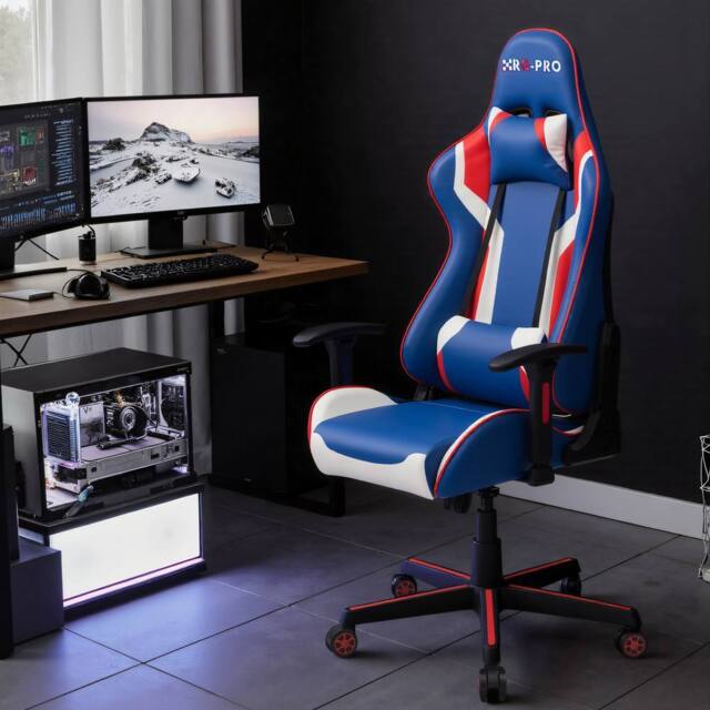 RayGar RG-PRO Gaming Chair High Back, Padding & Adjustable Height & Armrests in Blue - Size: 1 Pack - image 1