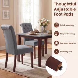 Costway Upholstered Dining Chairs Set of 2 Button Tufted Chairs w/Padded Seat in Grey - thumbnail 8