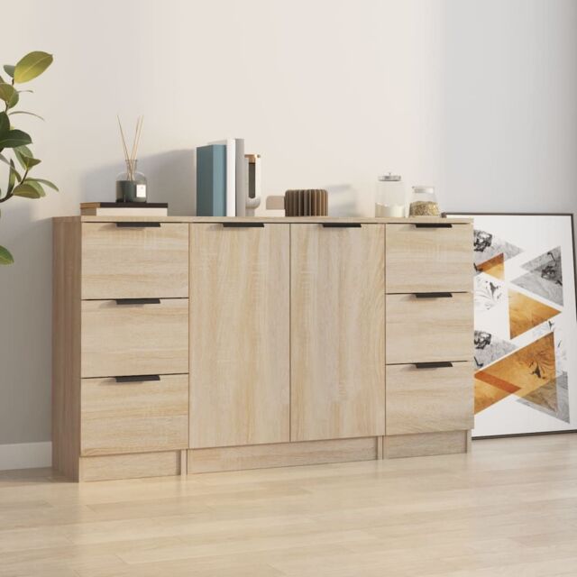 Berkfield Home Sideboards 3 pcs Sonoma Oak Engineered Wood in Brown - image 1
