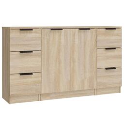 Berkfield Home Sideboards 3 pcs Sonoma Oak Engineered Wood in Brown - thumbnail 2