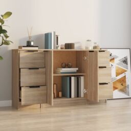 Berkfield Home Sideboards 3 pcs Sonoma Oak Engineered Wood in Brown - thumbnail 3