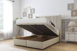"Comfort Beds Grace Plush Ottoman Bed Base-54"" Wingback Headboard in Cream - Size: Single" - thumbnail 2