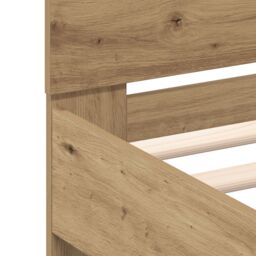Berkfield Home Oak Bed Frame Artisan oak Solid oak wood 135 x 190 cm Durable in Brown - thumbnail 9