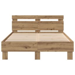 Berkfield Home Oak Bed Frame Artisan oak Solid oak wood 135 x 190 cm Durable in Brown - thumbnail 8
