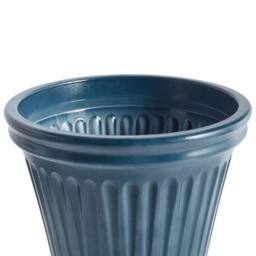 Wyld and Coco Blue Glazed Polyresin Flower Pot 43cm Round Indoor Outdoor Drainage - thumbnail 5