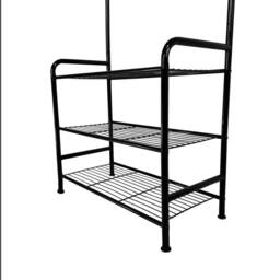 Oypla All Metal Coat Umbrella Stand Shoe Rack in Black - thumbnail 2