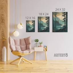 "Artery8 Great Bear Rainforest Misty Sunrise Canvas Wall Art Print in Blue - Size: W18"" x H24""" - thumbnail 4