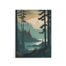 "Artery8 Great Bear Rainforest Misty Sunrise Canvas Wall Art Print in Blue - Size: W18"" x H24""" - thumbnail 1